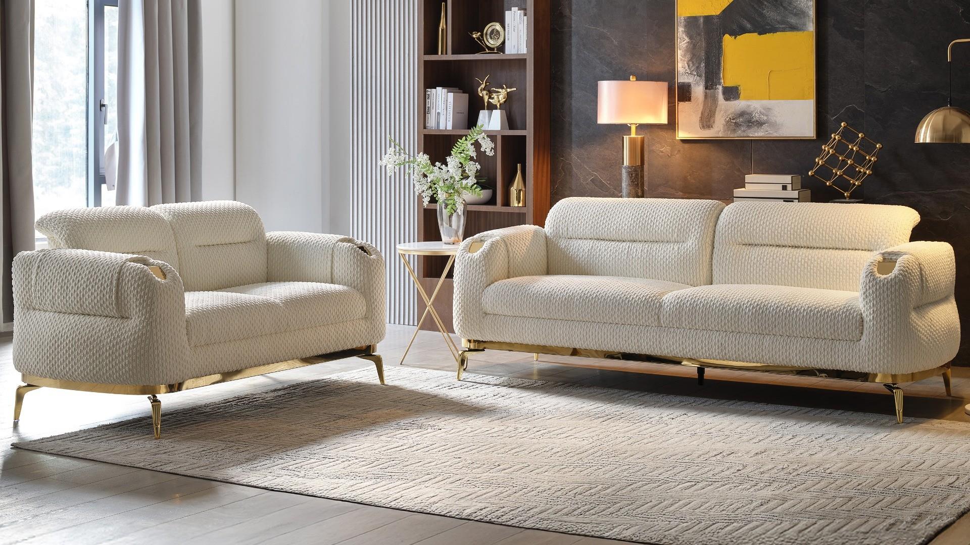 duparis 2 Pc Living Room cream