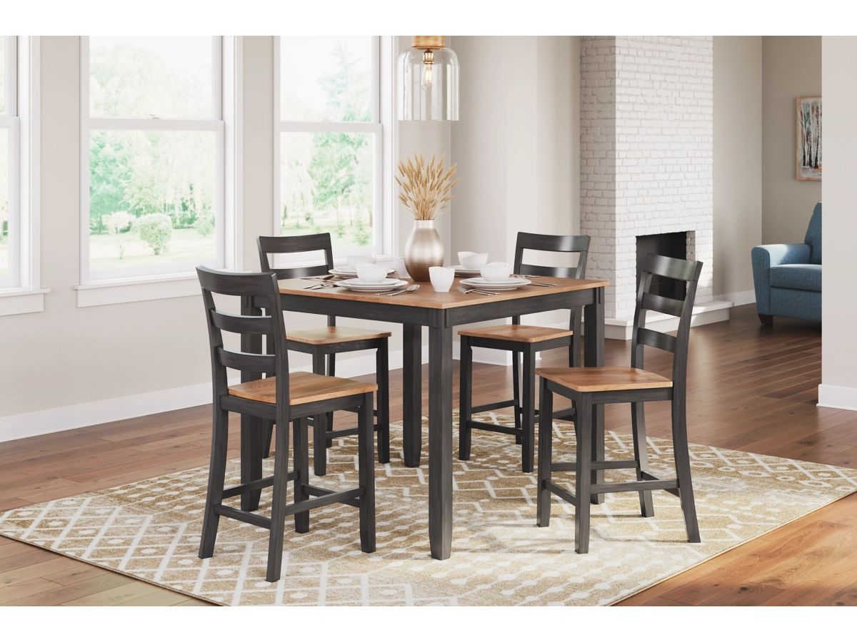 Gesthaven Counter Height Dining Table and 4 Bar Stools